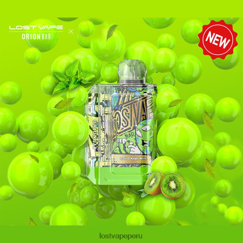 Lost Vape Contact Peru - HZ04489 Lost Vape Orion barra desechable | 7500 bocanadas | 18ml | 50 mg menta kiwi dorada